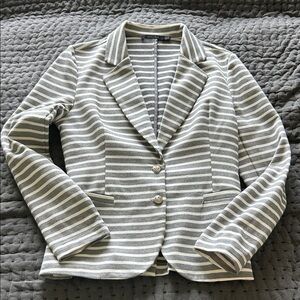 Doe & Rae Striped Blazer in Gray and White